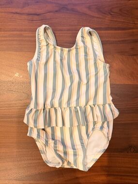 Rylee + Cru Pastel Striped Ruffle One-Piece- size 6-12m